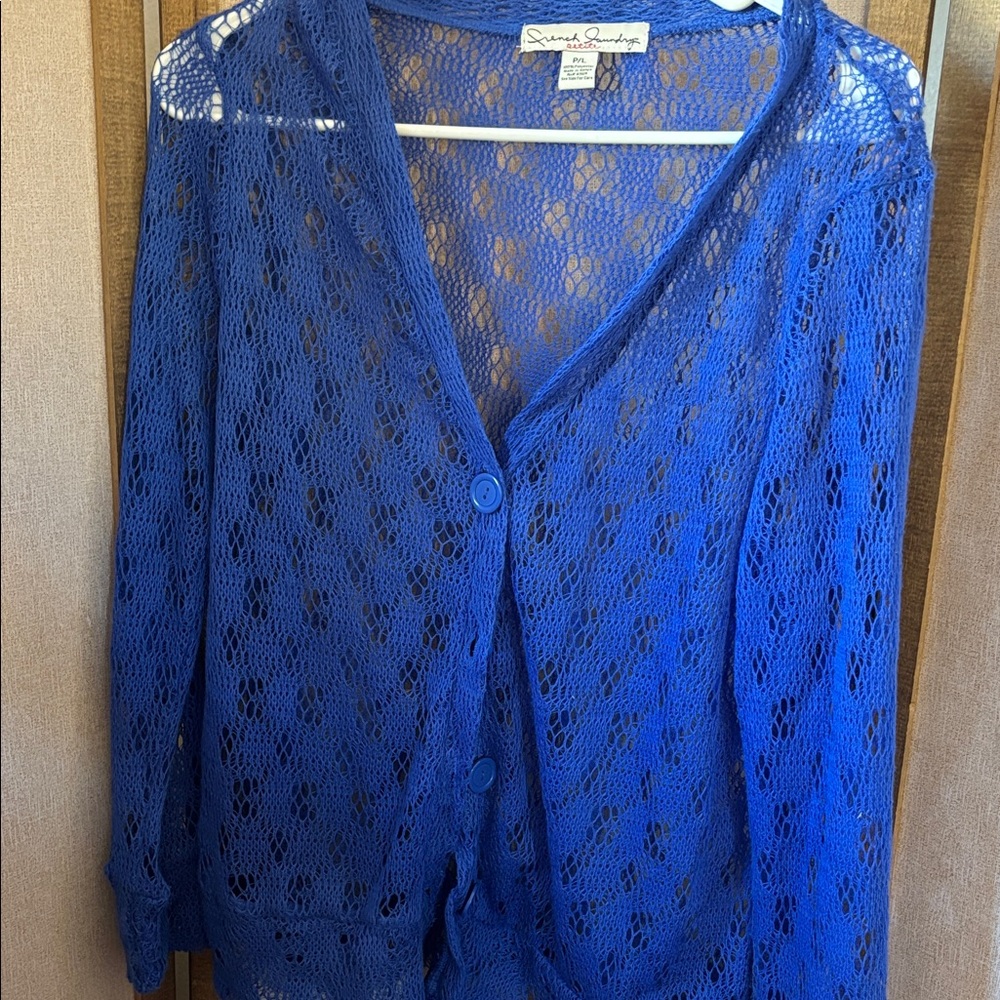 FINAL MARKDOWN French laundry open knit cardigan petite large